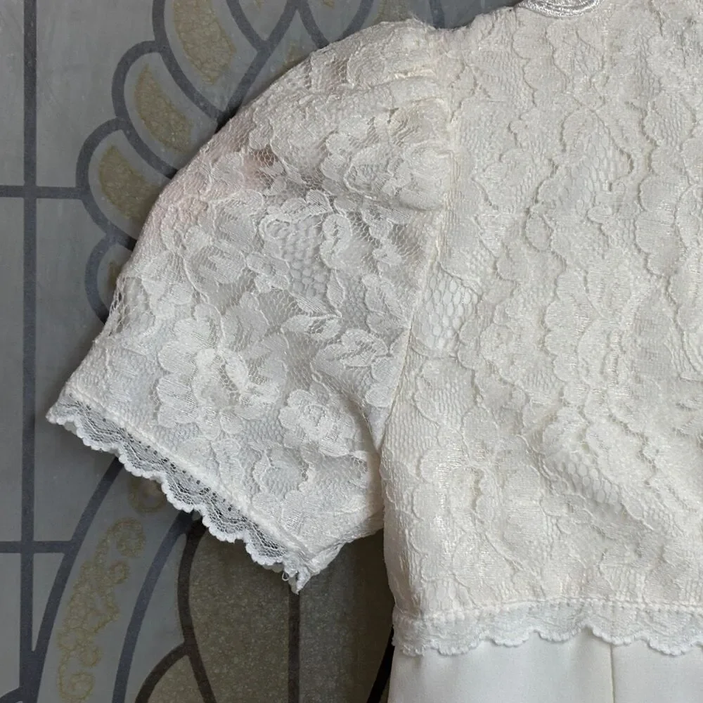 Jessica McClintok Vintage Christening Lace Embroidered Baptism Dress Size 6